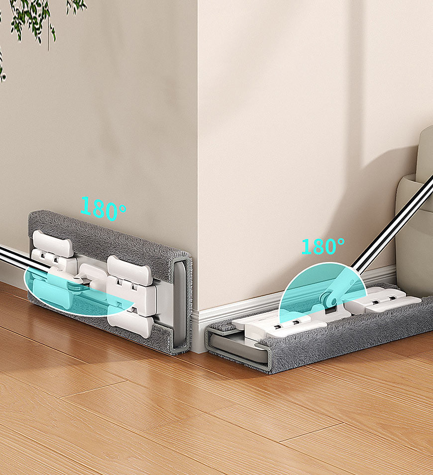Joybos® 360度回転 長さ調節 フロアモップ 交換用モップクロス4枚付き