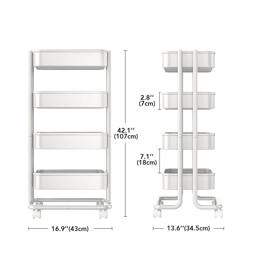 Joybos® 北欧 隙間収納 4段 ホワイト マルチ キャスター付き