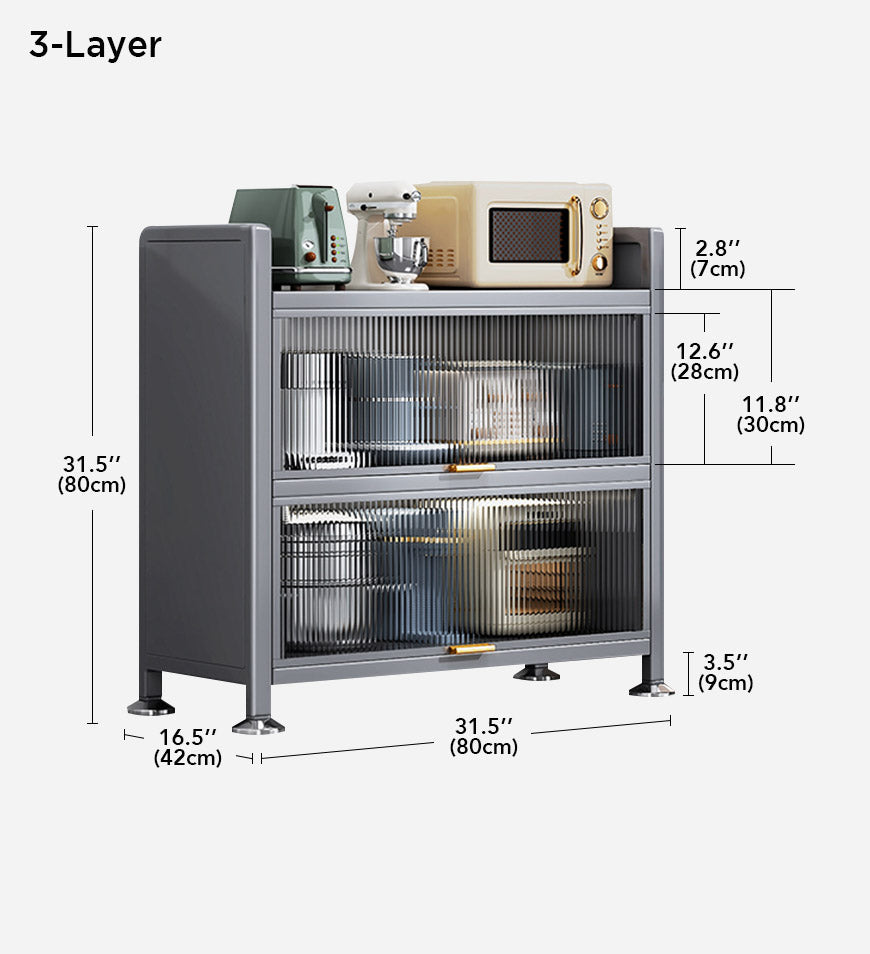 Joybos® アップグレード 大きい 金属製 窓デザイン 防水 防塵 キッチンパントリー 収納キャビネット F118